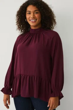 Sale Plus collection Chiffonbluse med flæser Dame Skjorter & Bluser