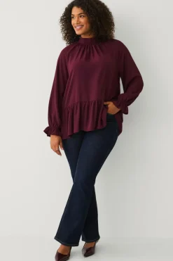 Sale Plus collection Chiffonbluse med flæser Dame Skjorter & Bluser