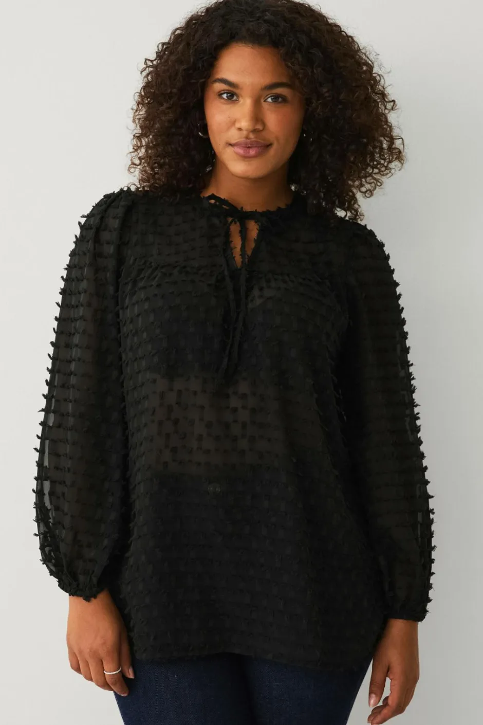 Ellos Plus collection Vid bluse med ballonærmer^Dame Skjorter & Bluser
