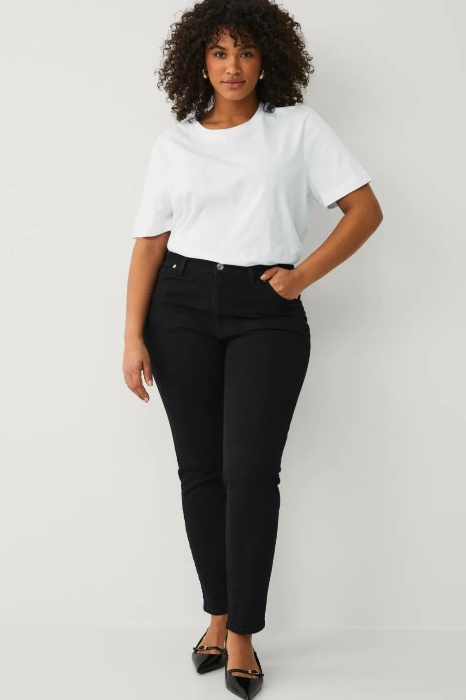 Ellos Plus collection slim jeans med høj talje^Dame Jeans