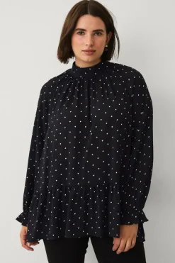 Plus collection Chiffonbluse med flæser Dame Skjorter & Bluser