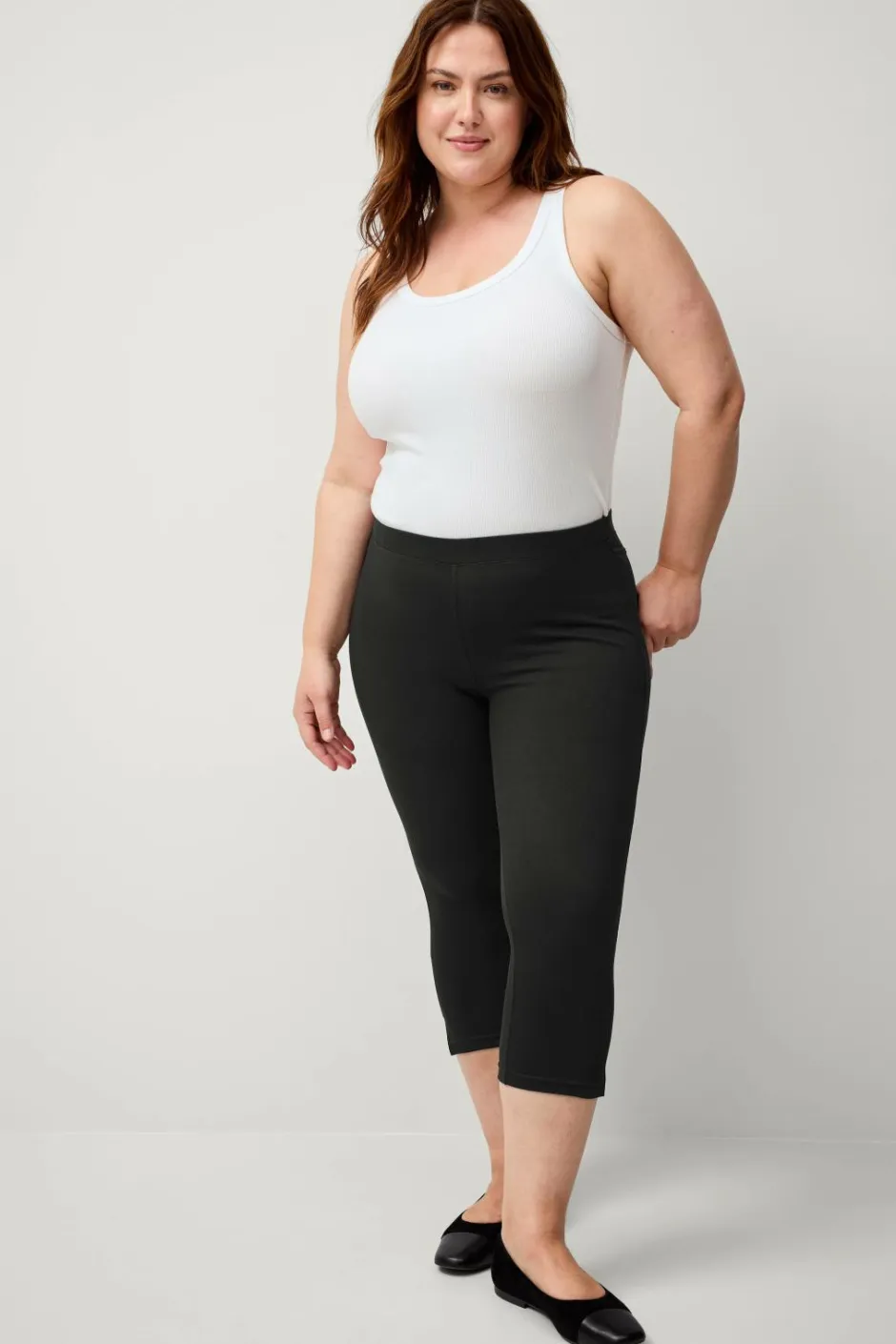New Plus collection Treggings med høj talje og 3/4 længde Dame Basistøj|Tights & Leggings
