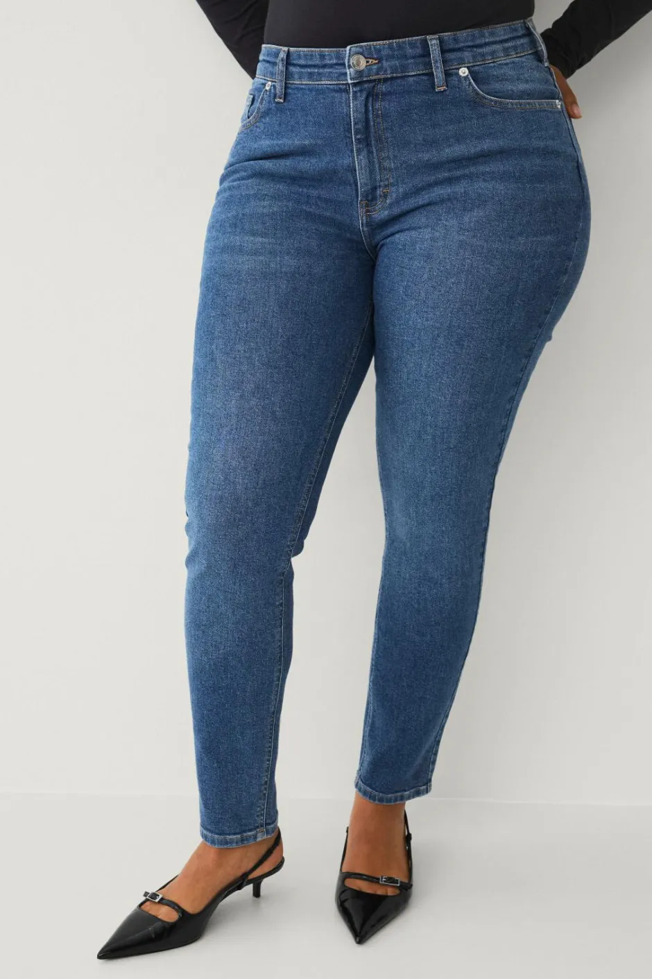 Ellos Plus collection slim jeans med høj talje^Dame Jeans
