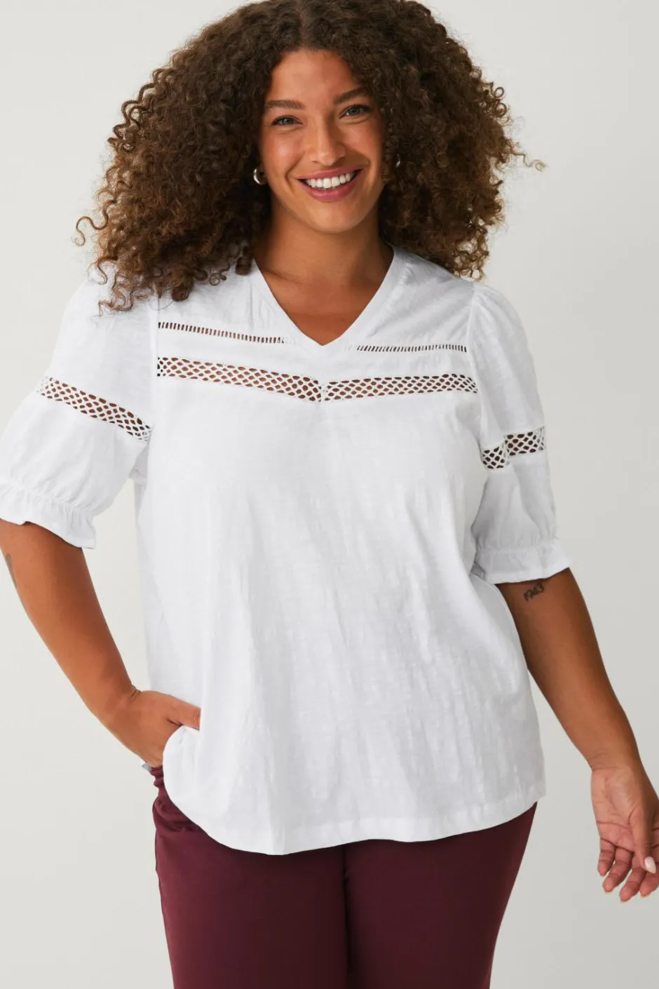 Ellos Plus collection Top med blondedetaljer^Dame Toppe & Tank-Toppe