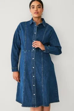 Outlet Plus collection Skjortekjole i denim Dame Kjoler