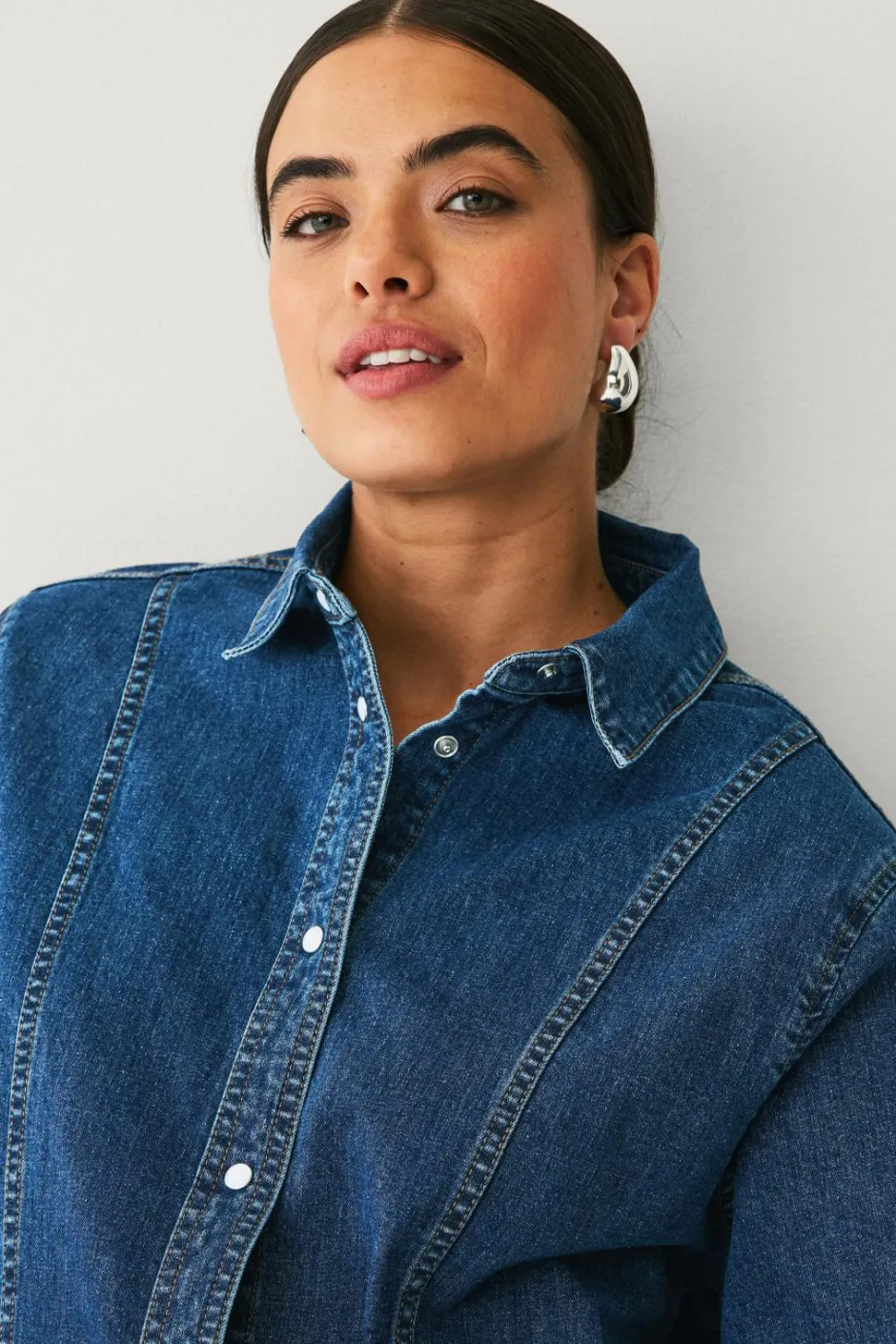 Outlet Plus collection Skjortekjole i denim Dame Kjoler