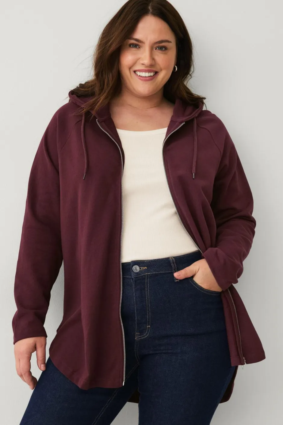 Ellos Plus collection Sweatshirt med hætte og lynlås^Dame Sweatshirts & Hoodies
