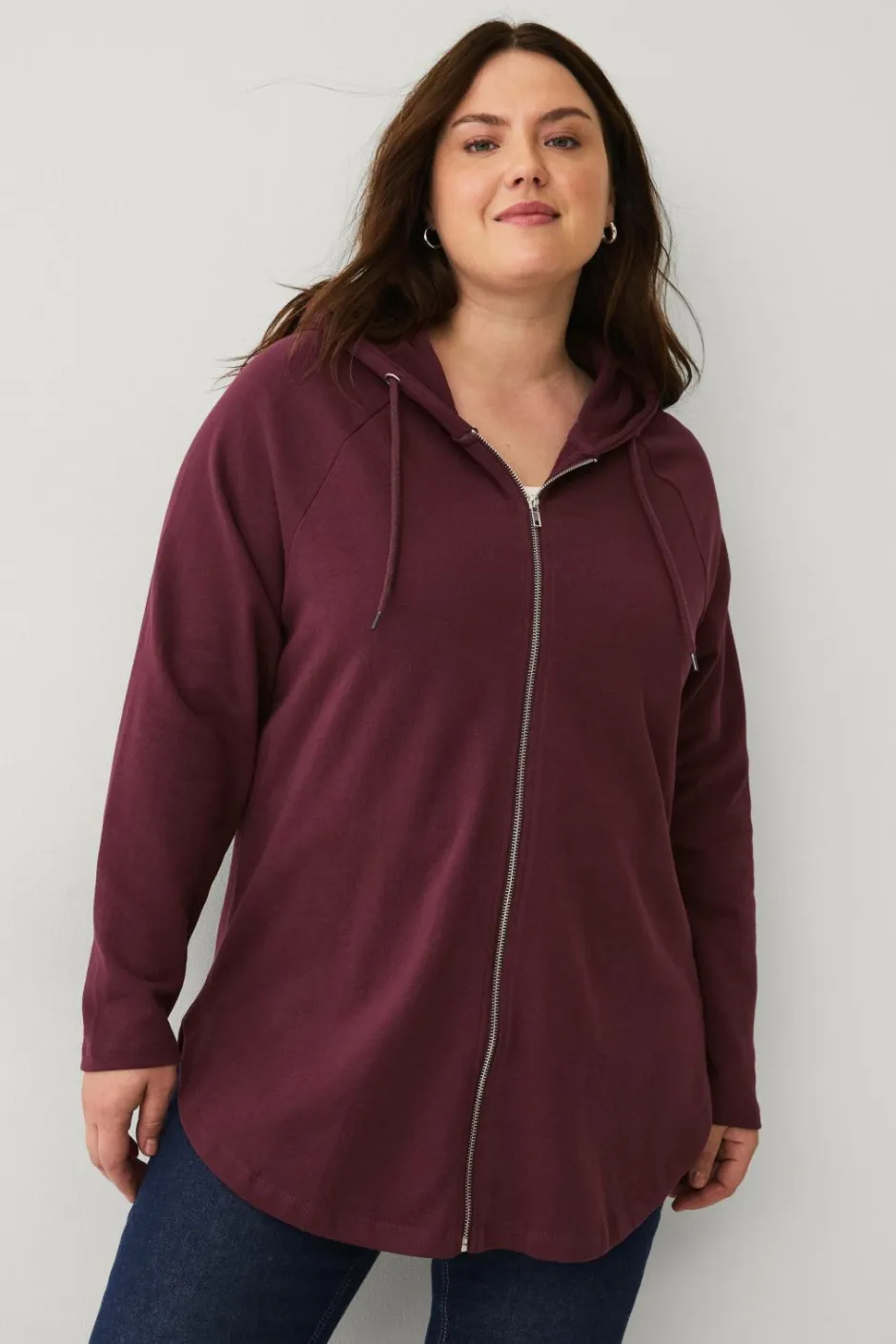 Ellos Plus collection Sweatshirt med hætte og lynlås^Dame Sweatshirts & Hoodies