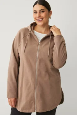 New Plus collection Sweatshirt med hætte og lynlås Dame Sweatshirts & Hoodies