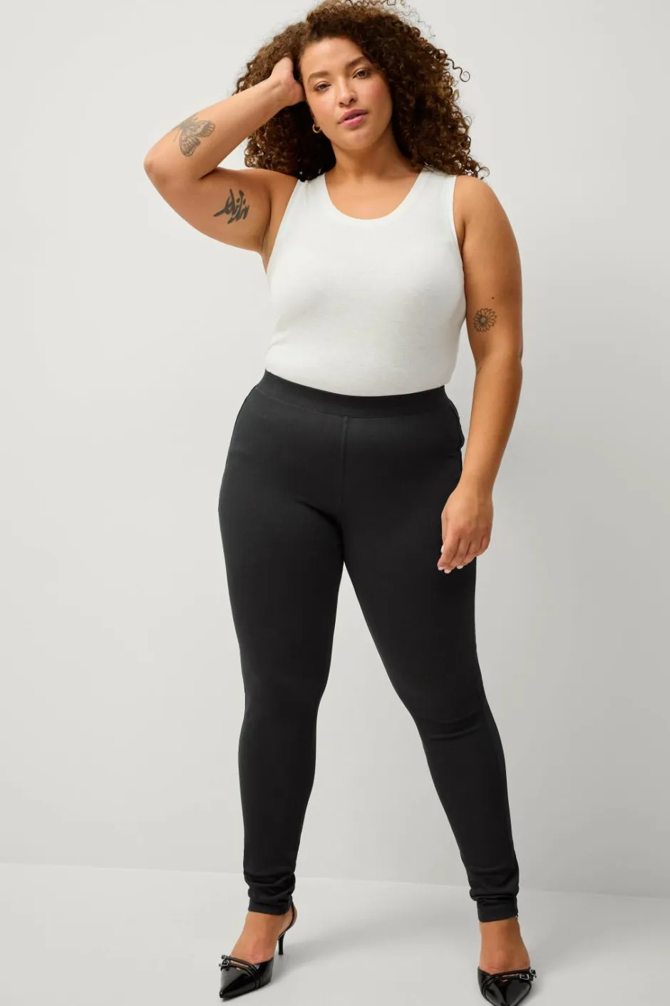 Plus collection Treggings med høj talje Dame Tights & Leggings