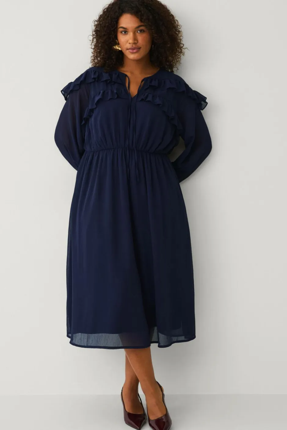 Plus collection Maxikjole med flæser Dame Kjoler