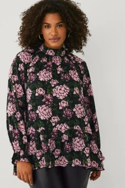 Ellos Plus collection Chiffonbluse med flæser^Dame Skjorter & Bluser
