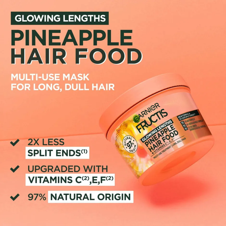 Fructis Hair Food Pineapple Hair Mask For Dull Hair 400 Ml Hår|Hår