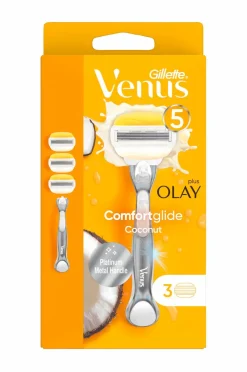 Hot Barberskraber Comfortglide Coconut + Olay-barberblad 3 stk Hårfjerning