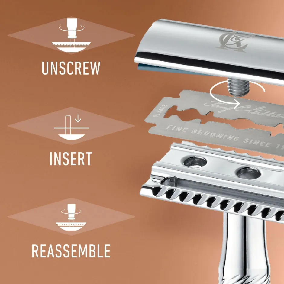 Gillette Dobbeltkantet sikkerhedshøvl + 5 barberblade^ Barbering|Barbering