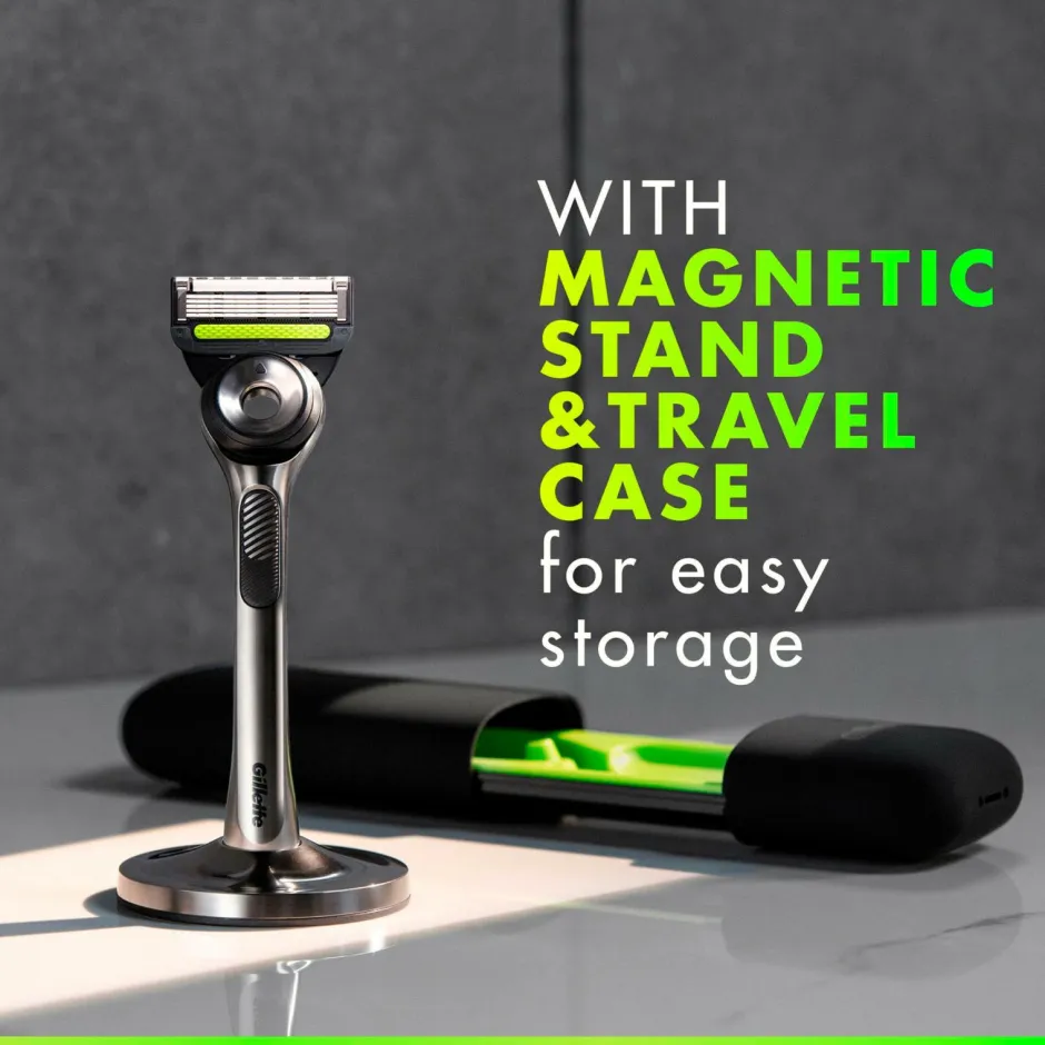 Gillette Udjævningsplan Labs + 2 barberblade, magnetisk stativ og rejseetui^ Barbering|Barbering