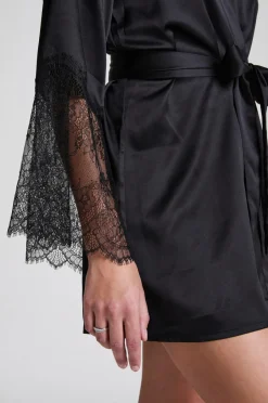 New Kimono Satin Lace Dame Nattøj