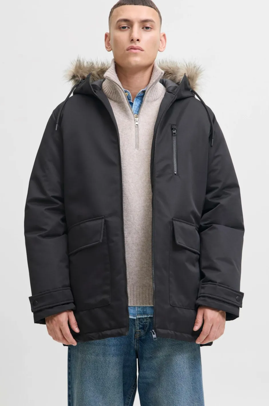 Hot Parka jjCharlie Detachable Faux Fur Jakker & Frakker