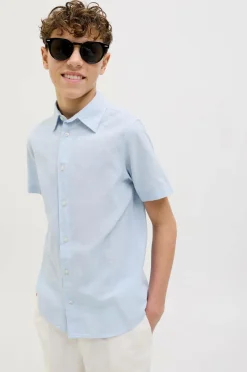 Clearance Junior Skjorte jjBreeze Linen Blend Shirt SS SN Jnr Børn Skjorter