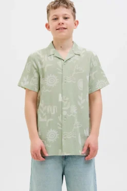 New Junior Skjorte jorLuke Crinkle Aop Shirt SS Jnr Børn Skjorter