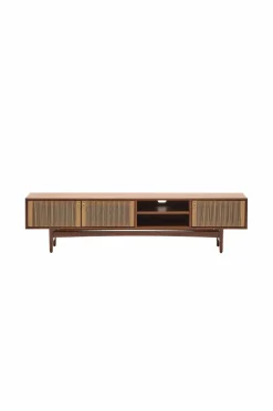 Hot Elan Tv skab 3 døre finer og massiv valnød og snor 200 x 50 cm Fsc 100% Fsc Tv-Bænke