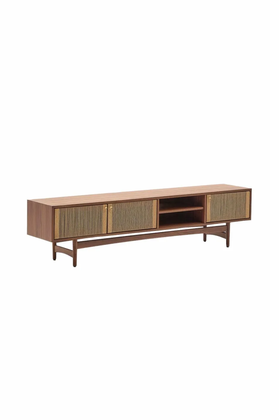 Hot Elan Tv skab 3 døre finer og massiv valnød og snor 200 x 50 cm Fsc 100% Fsc Tv-Bænke