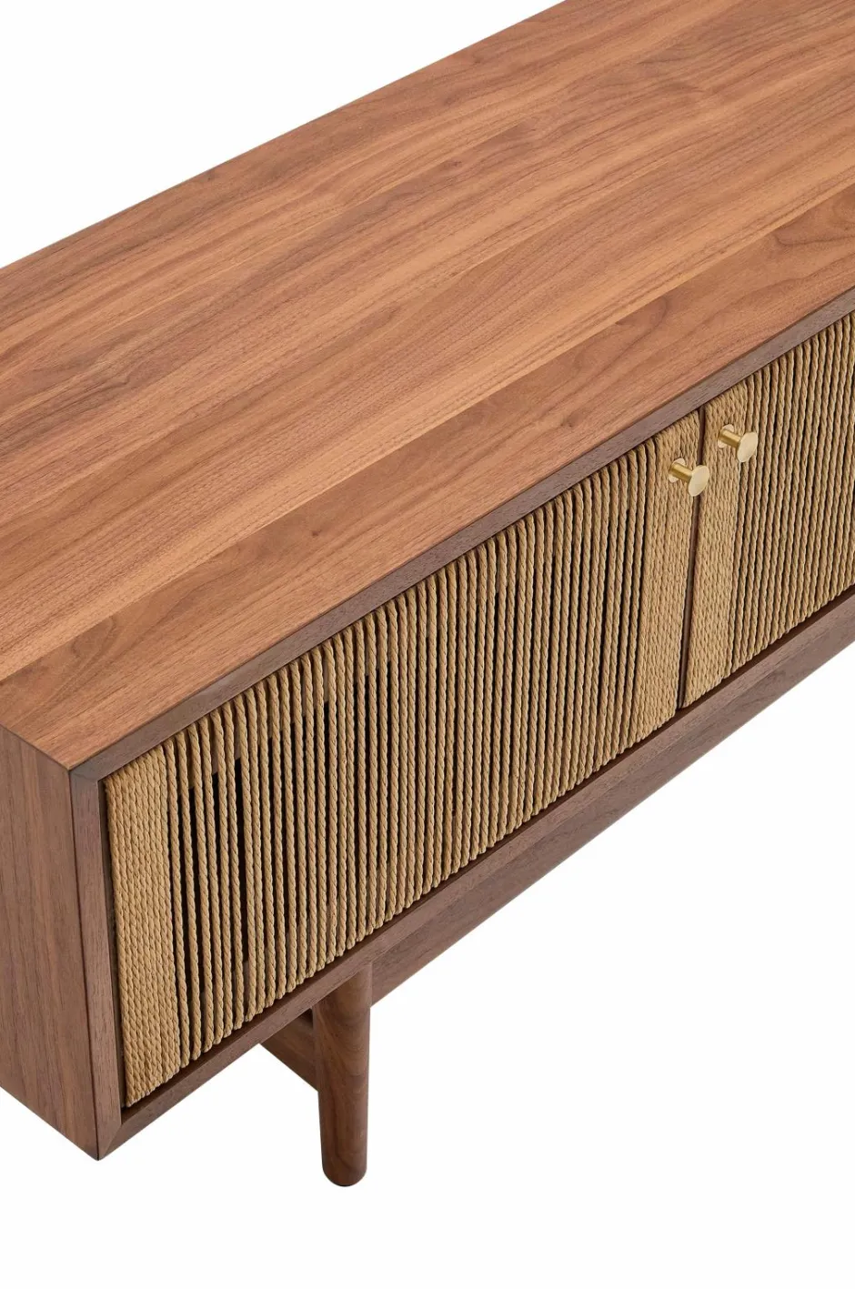 Hot Elan Tv skab 3 døre finer og massiv valnød og snor 200 x 50 cm Fsc 100% Fsc Tv-Bænke