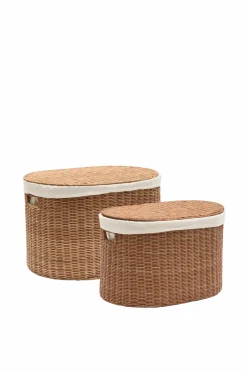 Kave Home Indali sæt med 2 rattan-kurve, Ø 50 cm / Ø 55 cm^ Kurve