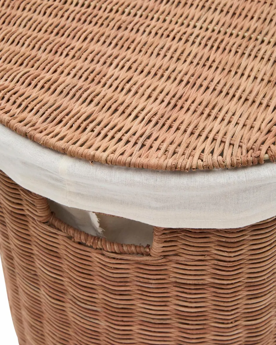 Kave Home Indali sæt med 2 rattan-kurve, Ø 50 cm / Ø 55 cm^ Kurve