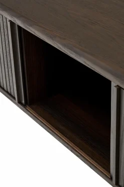 Online Mailen tv-bord med 2 døre i askefinér med mørk finish 120 x 50 cm Tv-Bænke