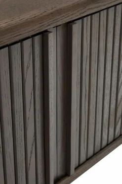 Online Mailen tv-bord med 2 døre i askefinér med mørk finish 120 x 50 cm Tv-Bænke