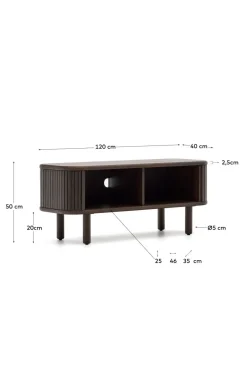 Online Mailen tv-bord med 2 døre i askefinér med mørk finish 120 x 50 cm Tv-Bænke