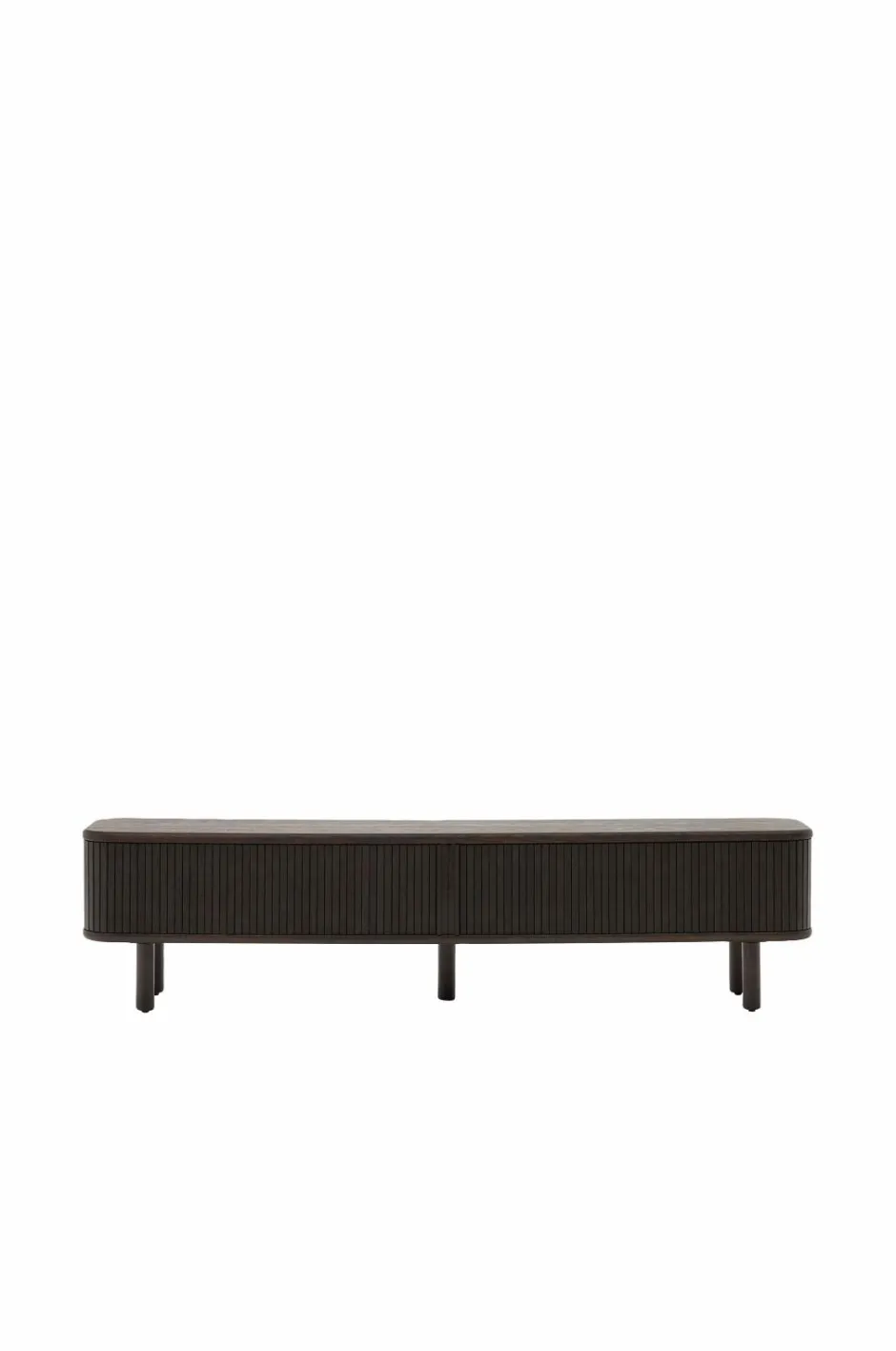 Kave Home Mailen tv-bord med 2 døre i askefinér med mørk finish 200 x 50 cm^ Tv-Bænke