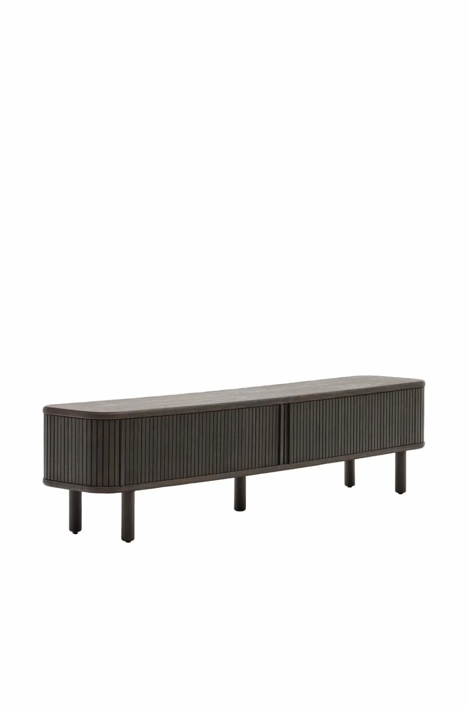 Kave Home Mailen tv-bord med 2 døre i askefinér med mørk finish 200 x 50 cm^ Tv-Bænke