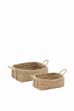 Kave Home Milly sæt med 2 kurve i naturfiber, 32 x 20 cm / 34 x 20 cm^ Kurve