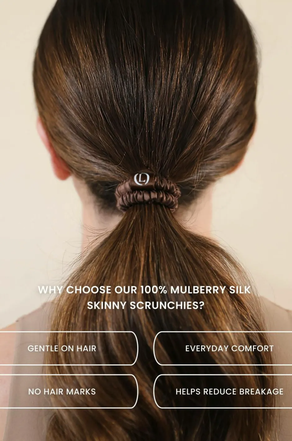 Lenoites Mulberry Silk Skinny Scrunchies^Dame Håraccessories|Håraccessories