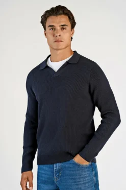 Clearance Pullover Rib Knitted L/S V-neck Polo Trøjer