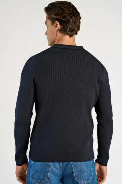 Clearance Pullover Rib Knitted L/S V-neck Polo Trøjer
