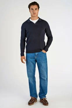 Clearance Pullover Rib Knitted L/S V-neck Polo Trøjer