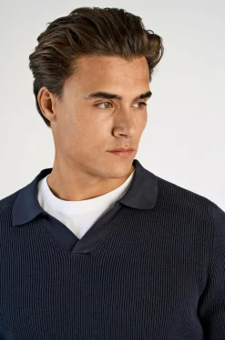 Clearance Pullover Rib Knitted L/S V-neck Polo Trøjer
