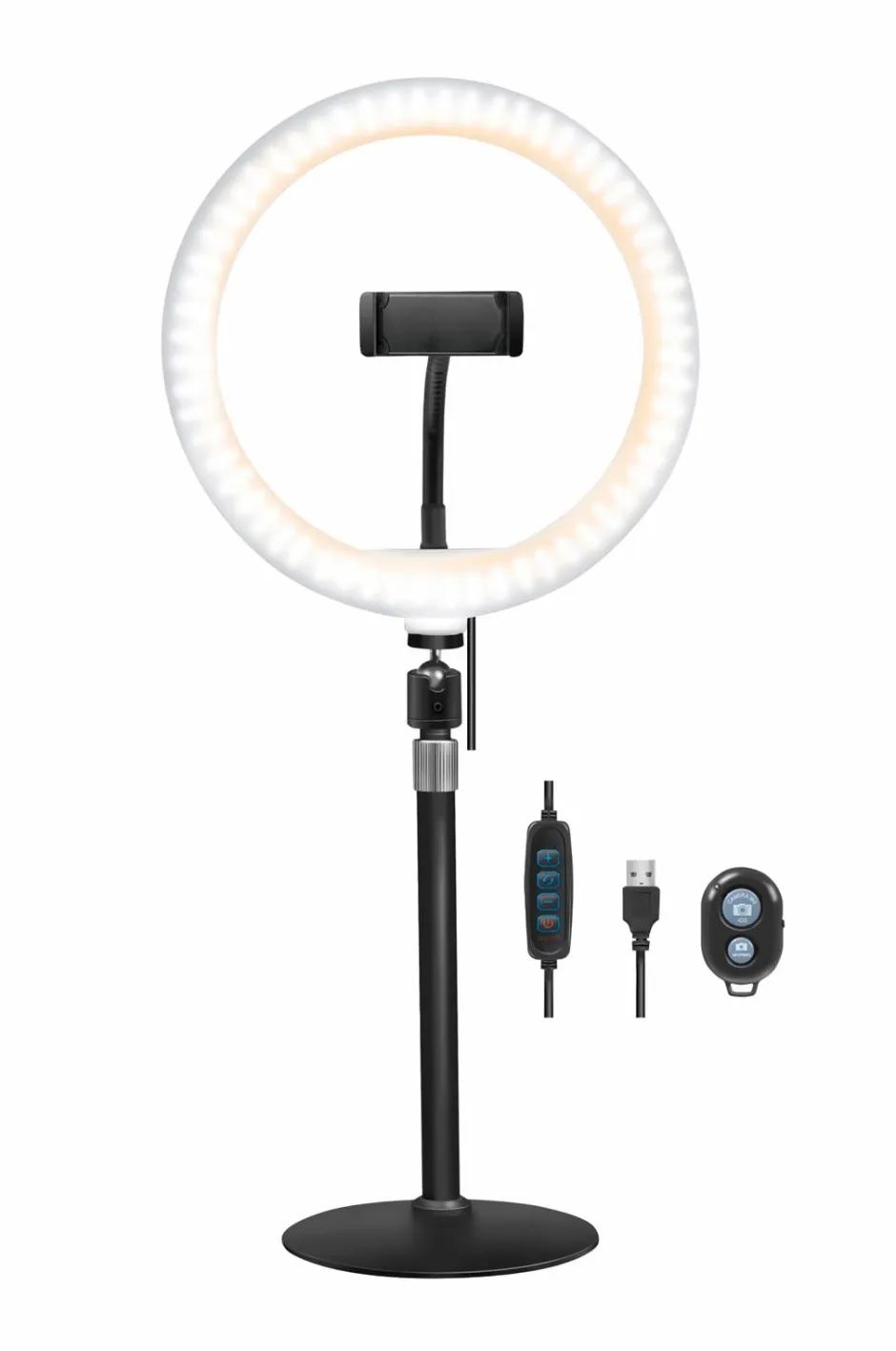 New Ring Light for Smartphone Ø 25 cm med bordstativ Mobiltelefoner, Tablets & Tilbehør