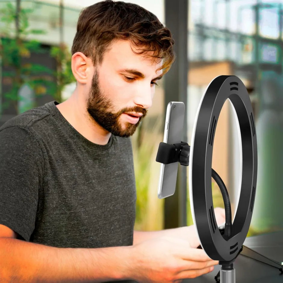 New Ring Light for Smartphone Ø 25 cm med bordstativ Mobiltelefoner, Tablets & Tilbehør