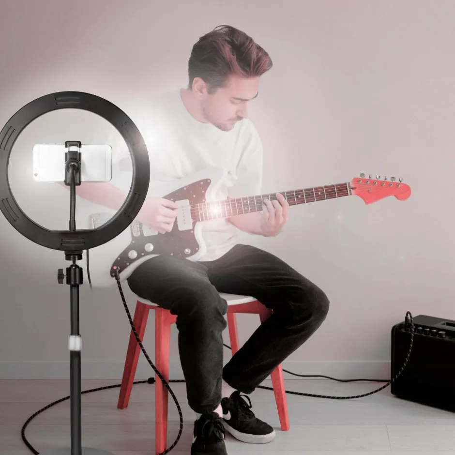 New Ring Light for Smartphone Ø 25 cm med bordstativ Mobiltelefoner, Tablets & Tilbehør