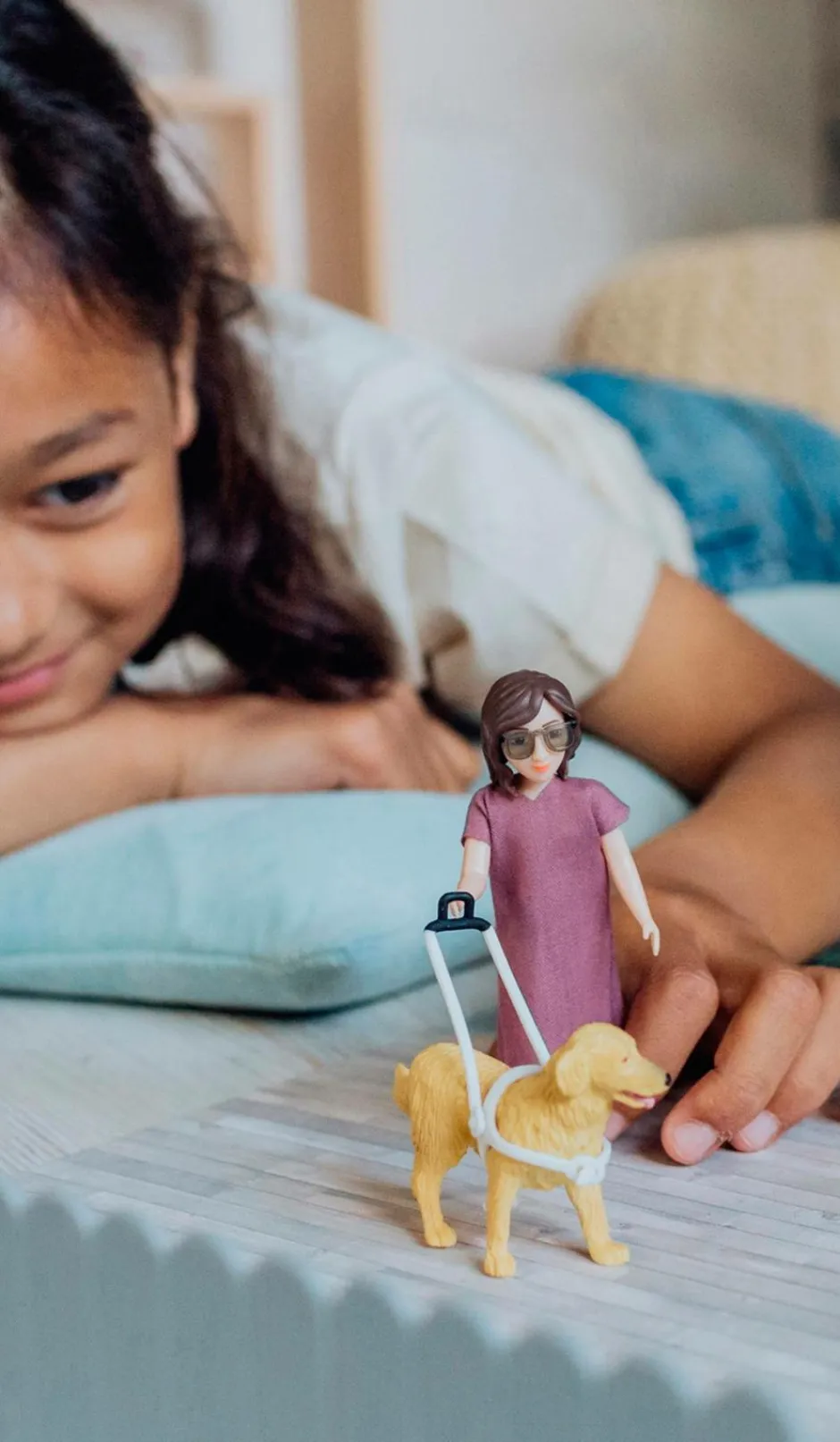 Lundby Dukke med blind stok og hund^Børn Dukker, Figurer & Tøjdyr