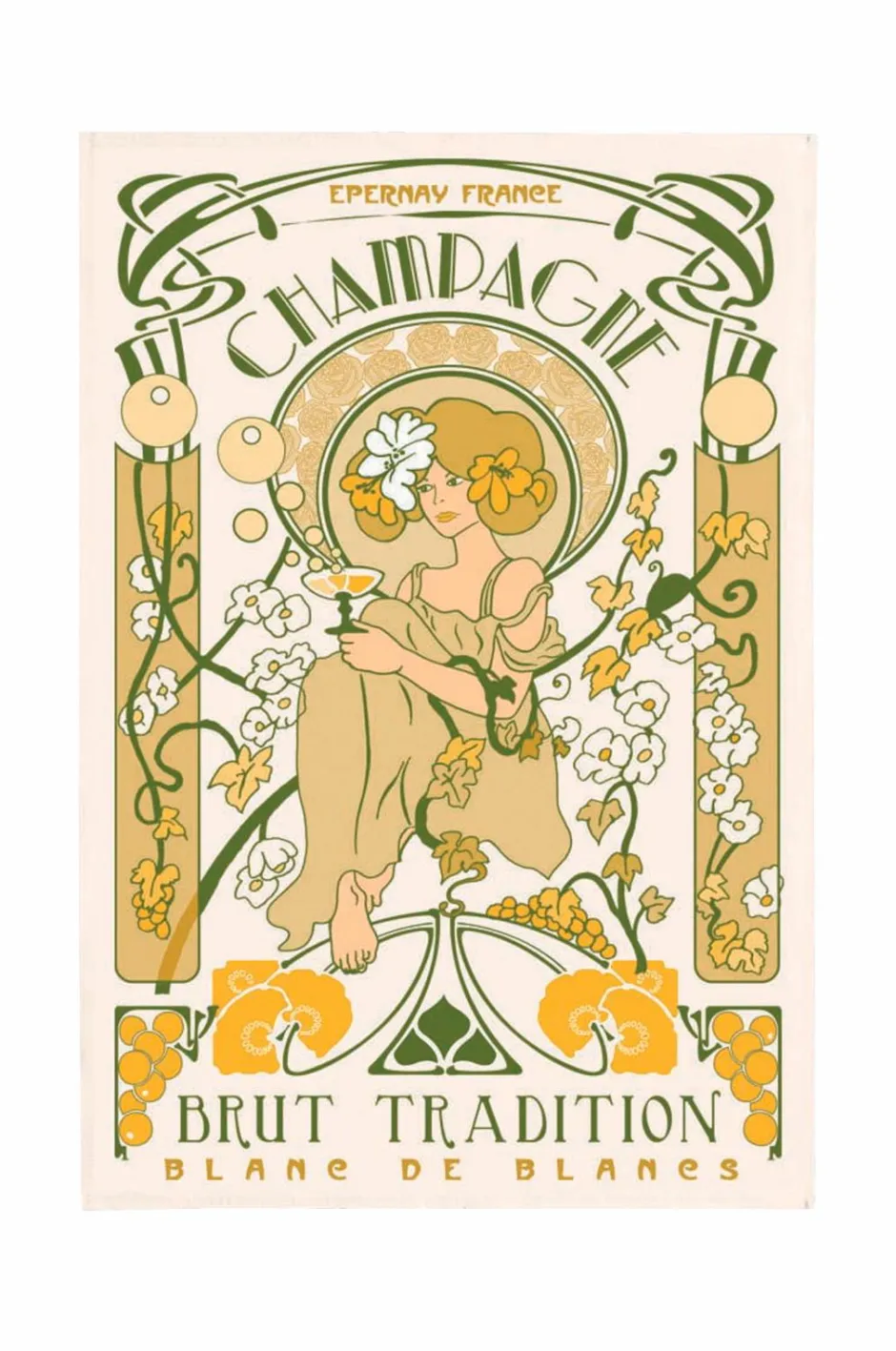 Best Køkkenhåndklæde Champagne Art Deco 48 X 72 Køkkentekstiler
