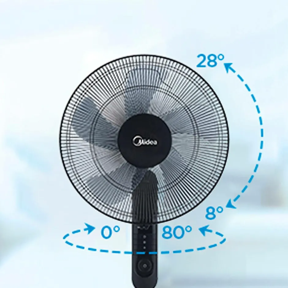 Midea Gulvvifte 3 hastigheder og fjernbetjening, sort^ Husholdningselektronik