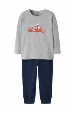 Best Pyjamassæt nmmNightset Grey Firetruck Børn Nattøj & Homewear