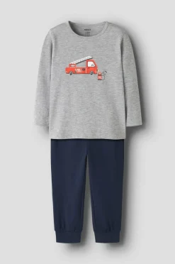 Best Pyjamassæt nmmNightset Grey Firetruck Børn Nattøj & Homewear