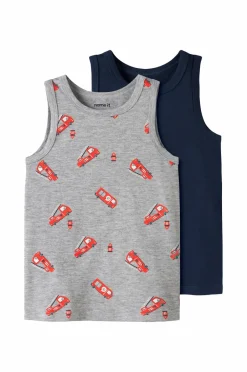 Clearance Tanktop nmmTank Grey Firetruck 2-pak Børn Toppe & T-Shirts