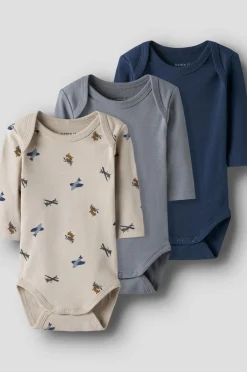Outlet baby Bodyer nbmBody LS Airplane 3-pak Børn Bodies